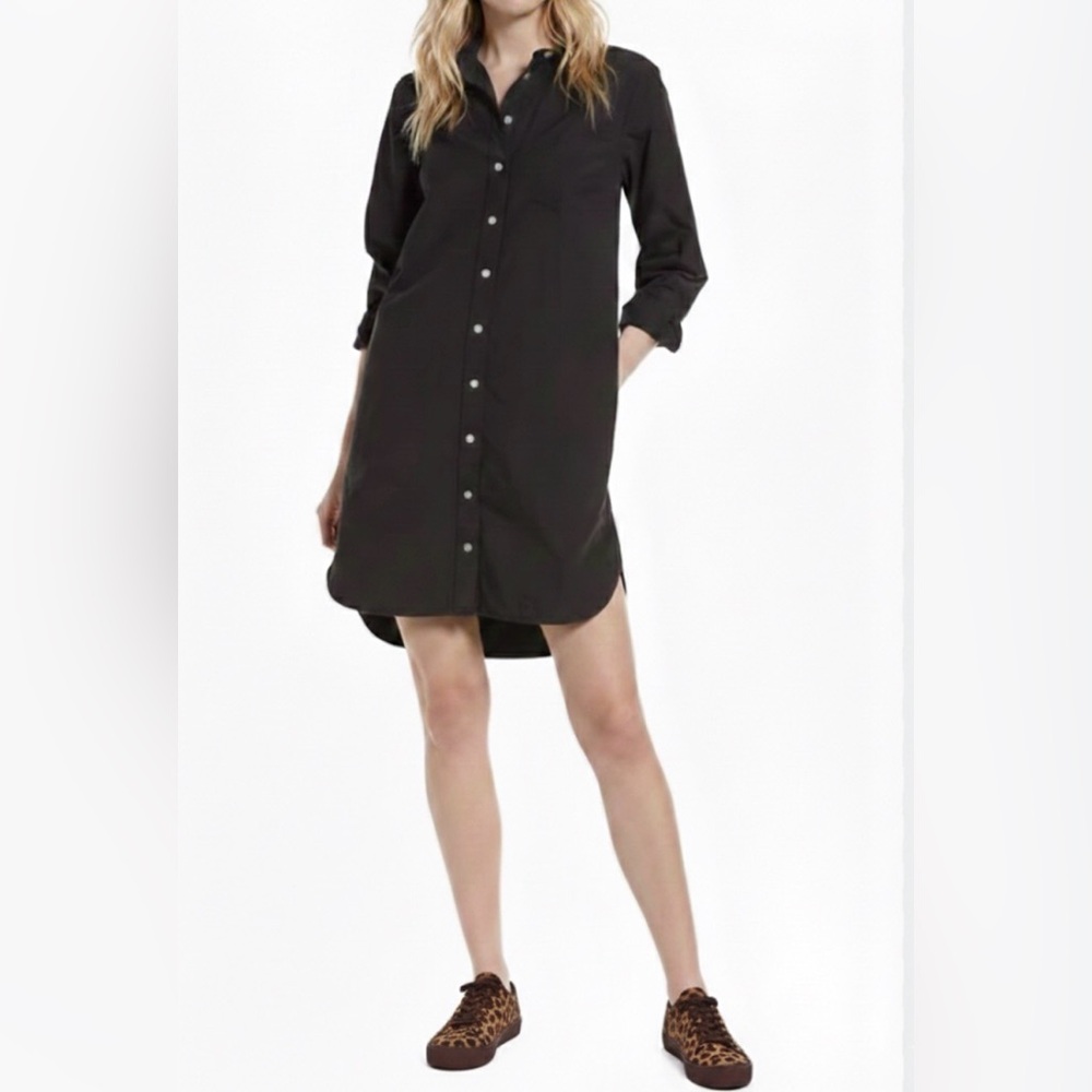 Faherty -women’s Whitney cotton shirtdress washed black button down mini dress S